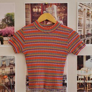Vintage 90s Main Frame Striped Ribbed Top